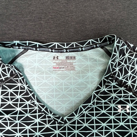 Under Armour Long Sleeve Shirt Navy/Light Blue Heat Gear Baselayer Sz M - Picture 6 of 9